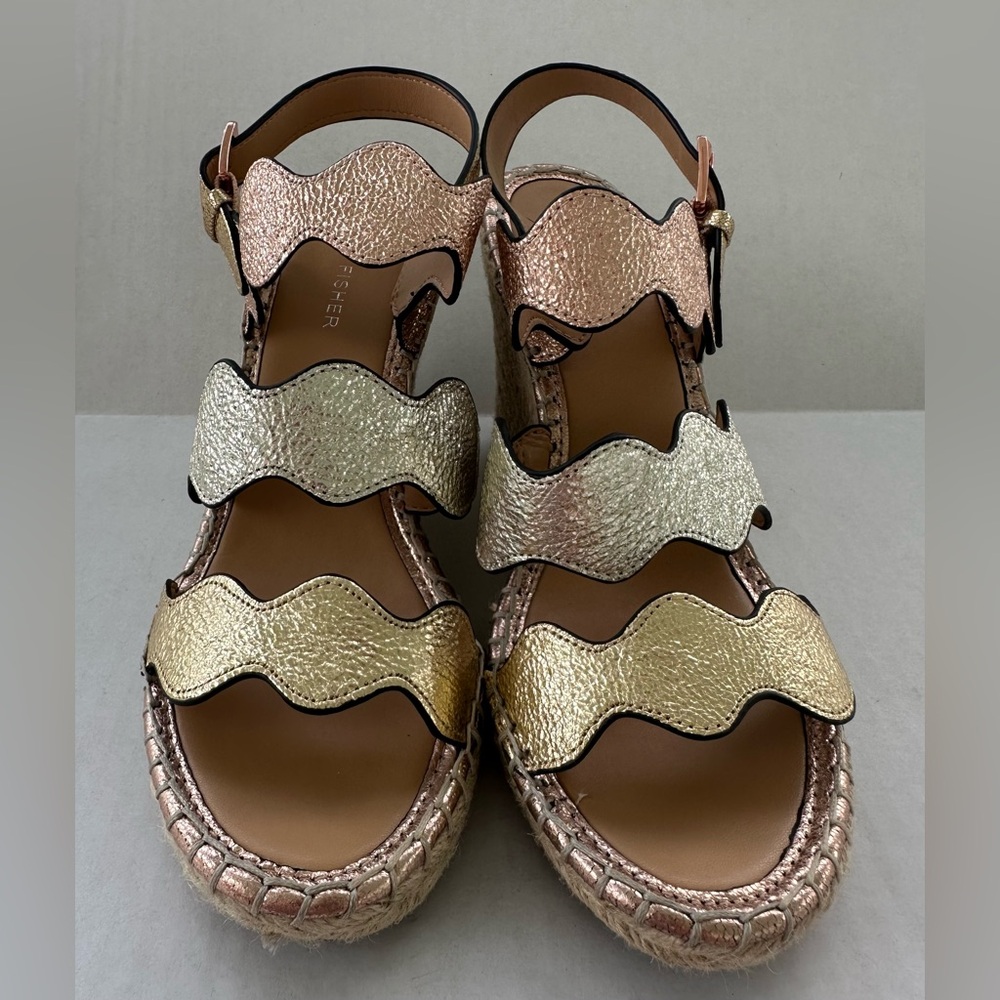 Marc Fisher Metallic Wave Espadrille Sandals - Gold, Silver & Rose Gold - Picture 3 of 17
